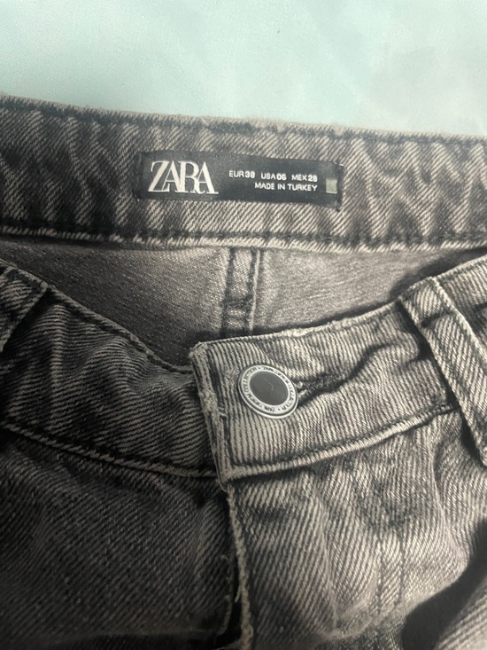 Zara Straight-Leg Jeans with Side Sparkle Stripe — Charcoal - Picture 3 of 4